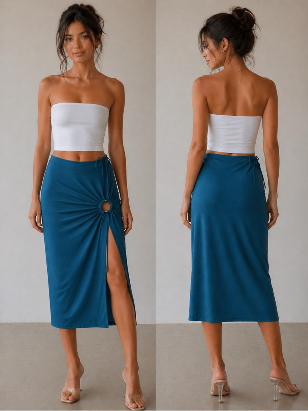NICHOLAS Midi Skirt with Ring Slit Detail